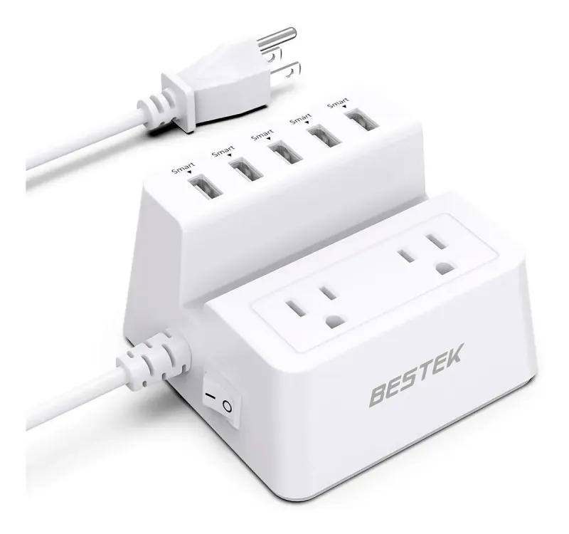 Multicontacto MRJ2004-WH 1250w 5 Puertos Usb 2 Tomas Ac 2004 BESTEK 