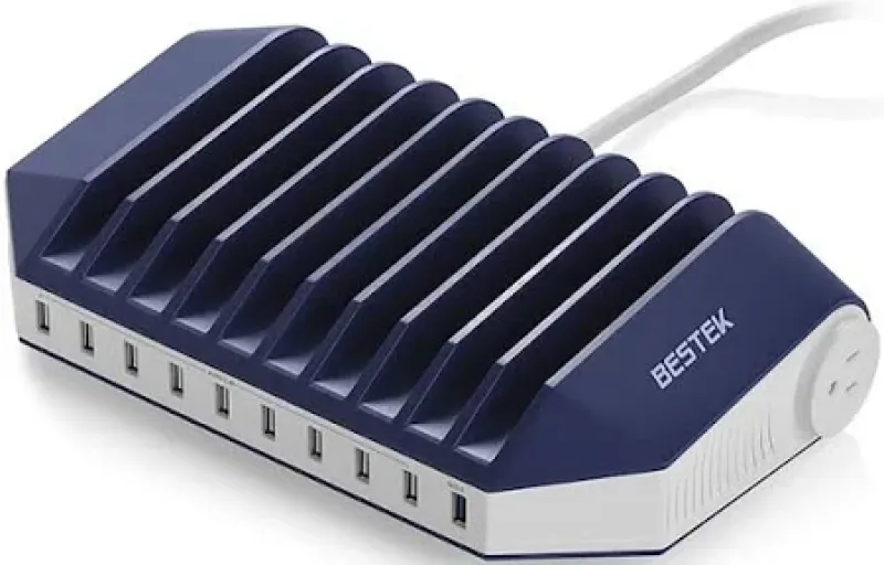 Multicargador Estacion de carga para celulares  MRU11OU 9 USB + 1USB CON CARGADOR QC3.0 BESTEK 