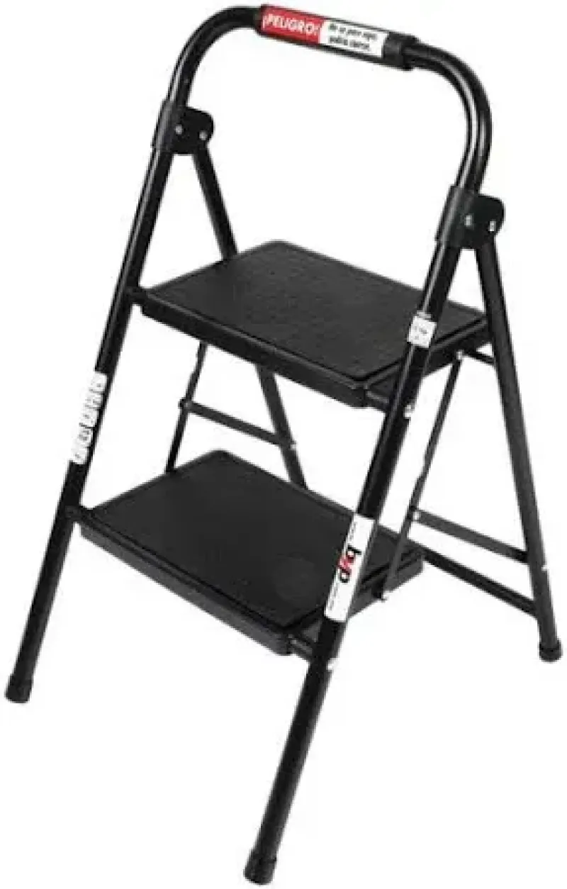 ESCALERA TUBULAR PLEGABLE 2 PELDAÑOS ACERO OSCURO