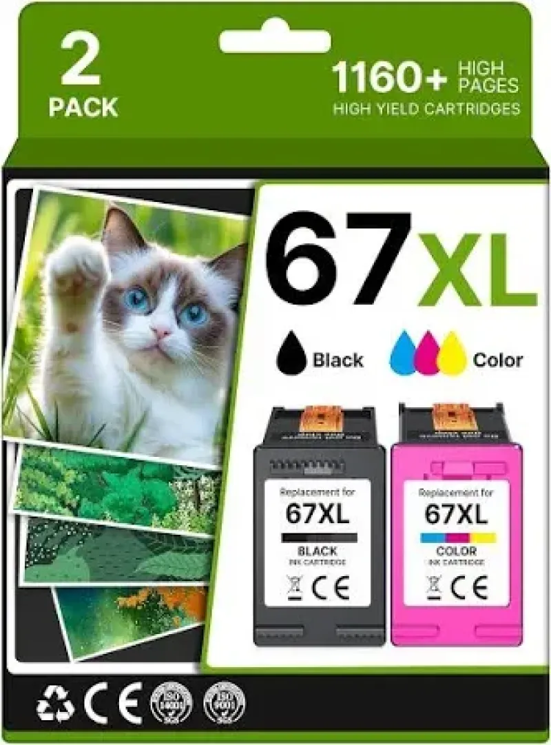 Cartuchos de tinta negro/color Combo Pack para tinta 67 67 XL para Deskjet 2732 2752 2725 2755e 4155e 4158e Envy 6055 6075 6452 6458 6475 6455 6455e 6e 645e 645e 645e 66666666666667E 67E 67