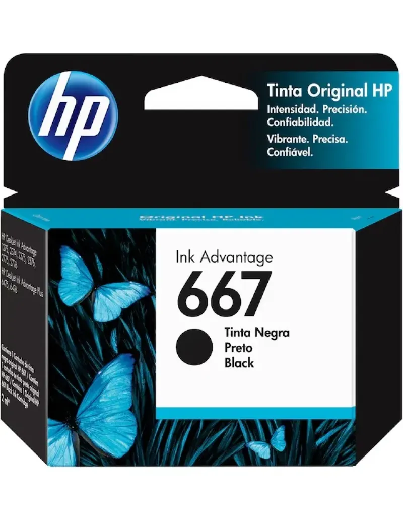 Cartucho de tinta 667 para Impresora HP color de tinta negro