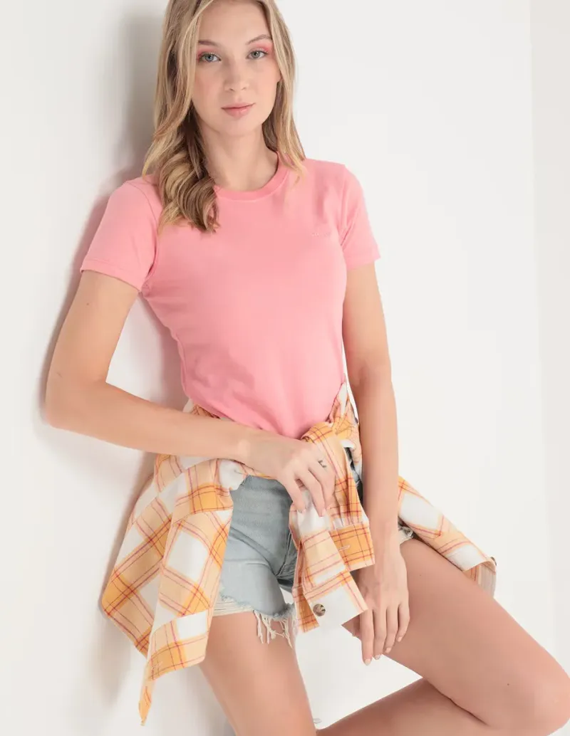 Playera manga corta cuello redondo para mujer - Tallas XS