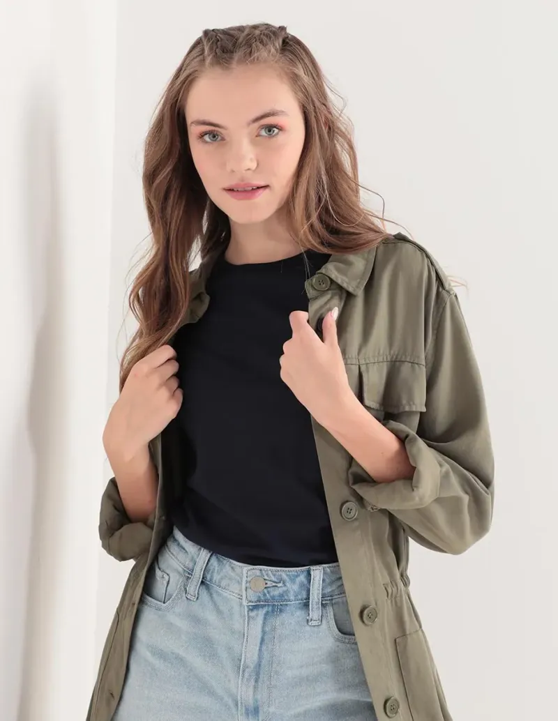 Playera manga corta cuello redondo para mujer - Tallas M