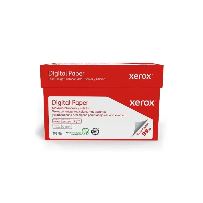 Caja de Papel Tamaño Doble Carta Xerox Multipropósito Digital 99% Blancura 2500 hojas