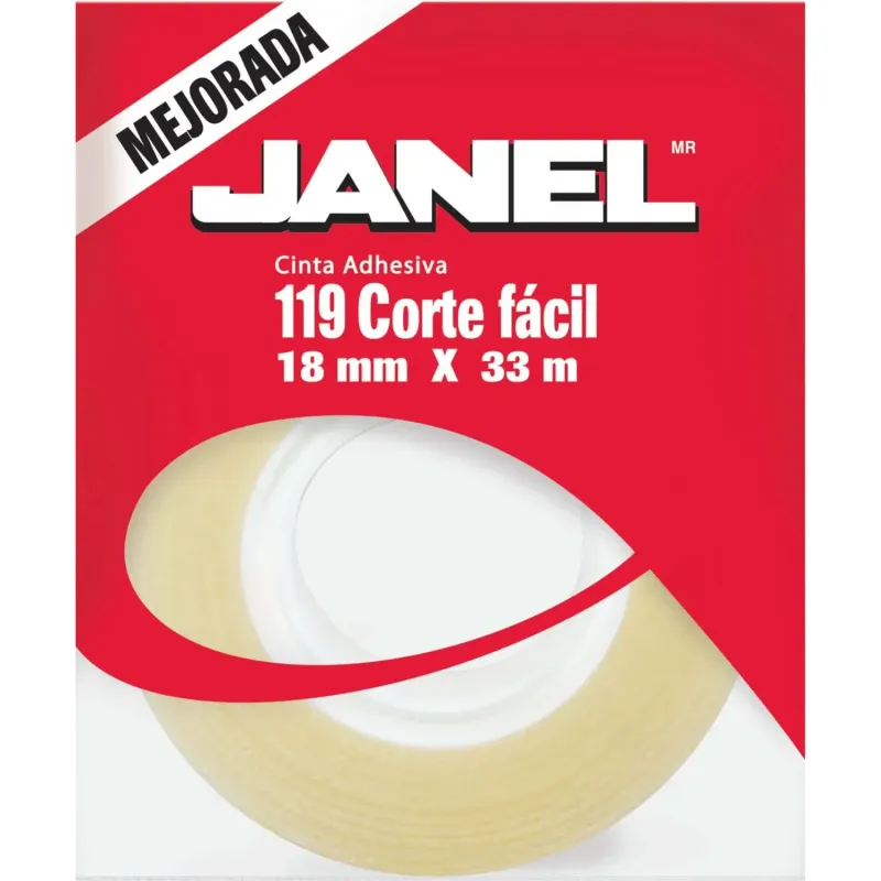 Cinta Adhesiva Janel 110 Corte Fácil Transparente 18mm x 33m