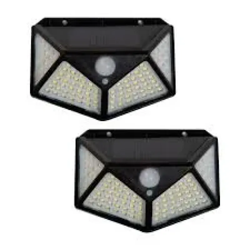LÁMPARAS SOLARES PARA EXTERIOR CON LUZ LED 9.6 X 13 X 5.5 CM NEGRO 2 PIEZAS