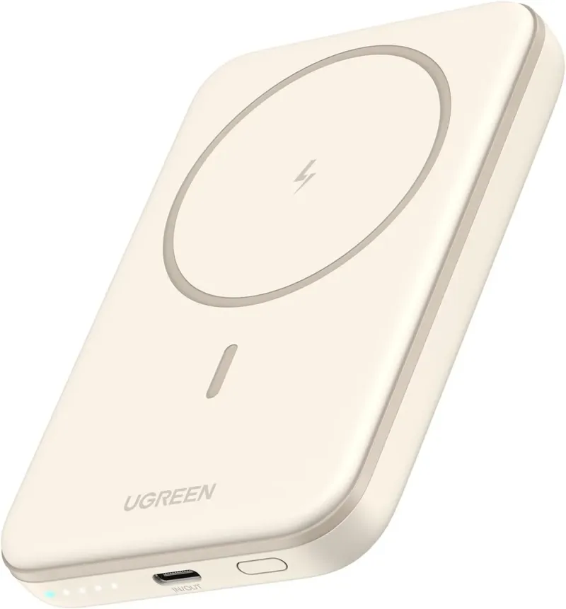 UGREEN Power Bank 10000mAh 20W carga inalámbrica y cable USB-C, Blanco
