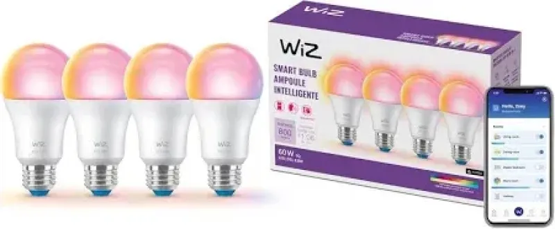 PAQUETE DE 4 FOCOS INTELIGENTE 60W MULTICOLOR