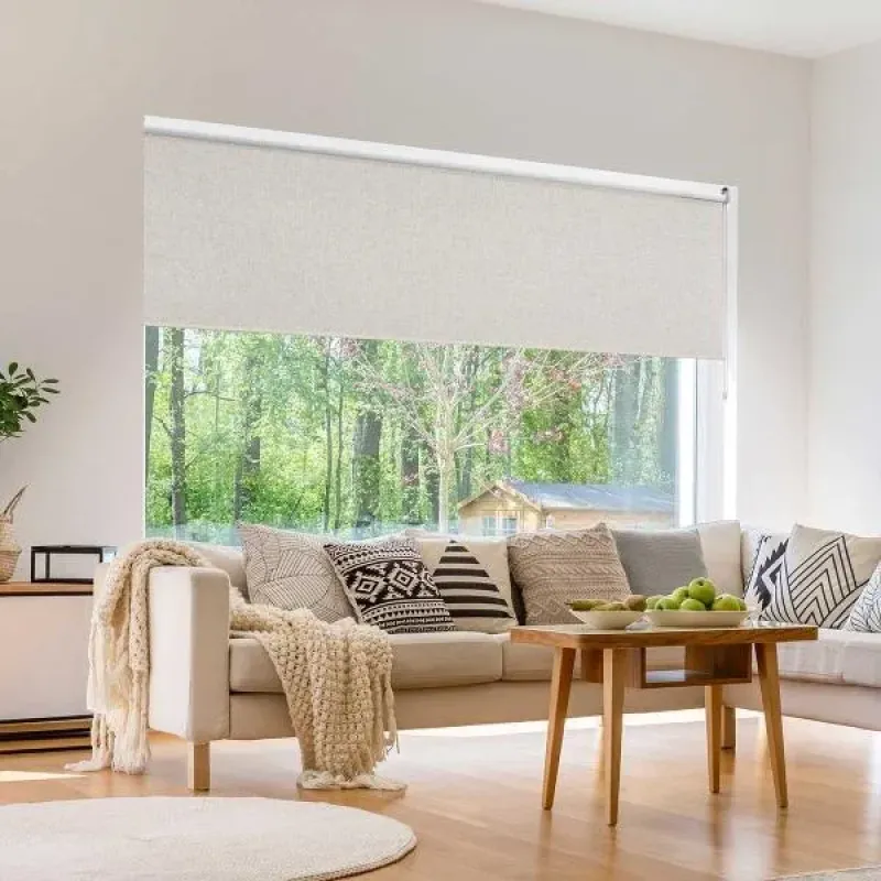 PERSIANA ENROLLABLE DE LINO BLACKOUT DE 140 X 180 CM MARFIL