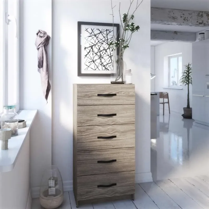 CAJONERA DE 5 CAJONES ARBOLEDA 121.7 X 60.3 X 40.1 CM CAFÉ ROBLE