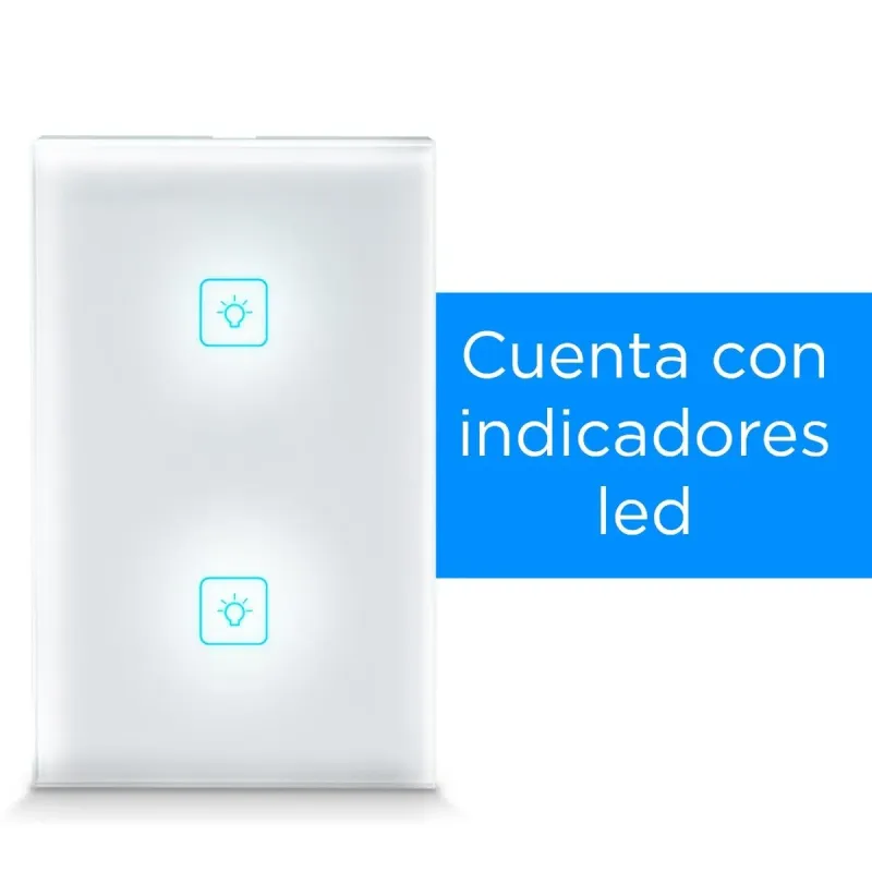 INTERRUPTOR INTELIGENTE CON 2 APAGADORES VIDRIO BL
