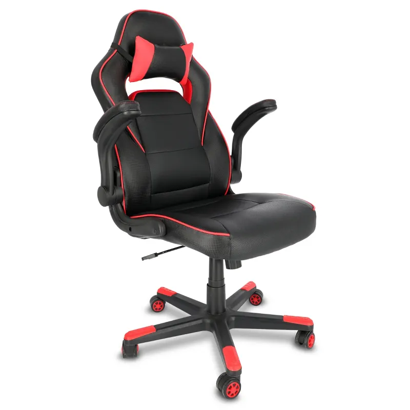 Silla Gamer Techni Mobili Racer / Polipiel / Negro con rojo
