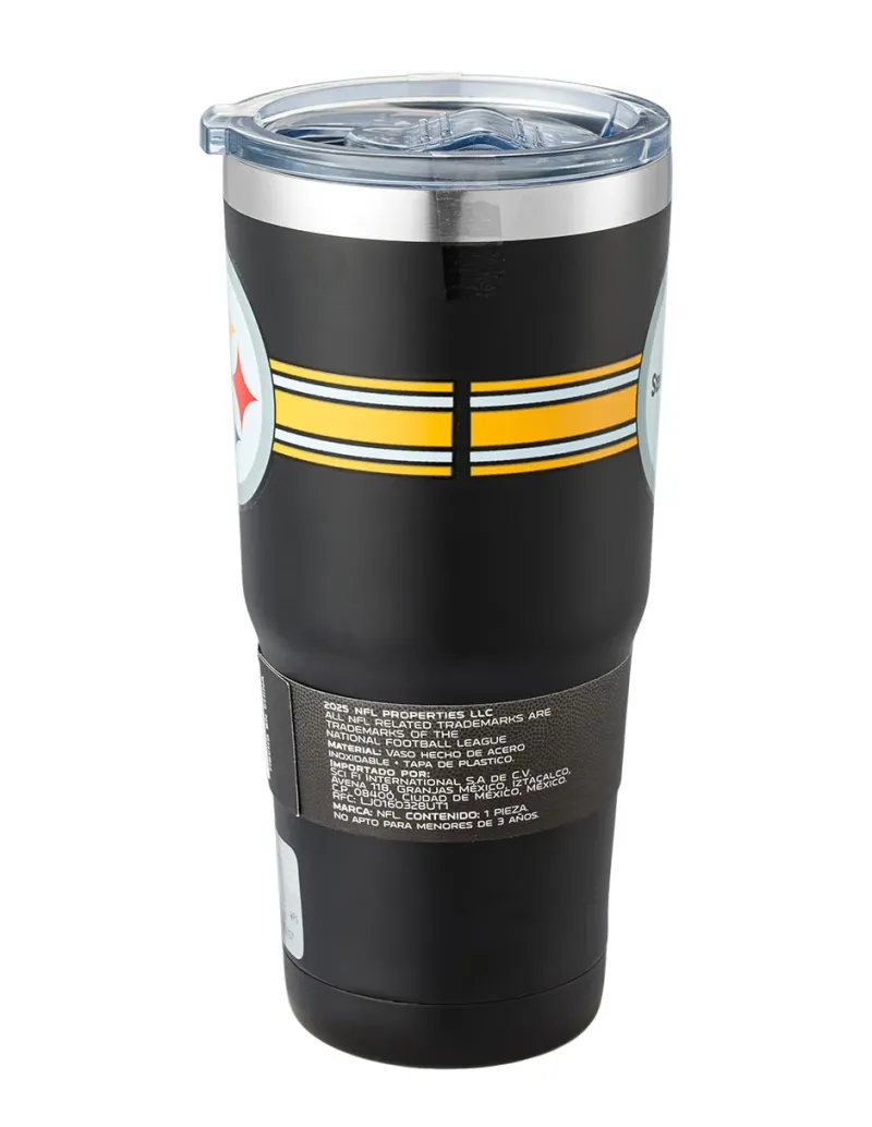 Termo de acero inoxidable Pittsburgh Steelers con tapa a presión 650 ml