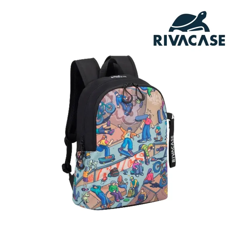 Mochila Escolar Mediana 5420 BLACK RIVACASE Resistente al Agua