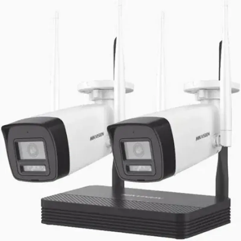 Kit IP Inalámbrico 4 Megapixel / NVS 4 Canales / 2 Camaras Bala para Exterior con Lente 2.8 mm y Dual Light (30 mts IR + 30 mts Luz Blanca) / Audio Bidireccional (Micrófono y Bocina) / Soporta Micro SD de 512 GB