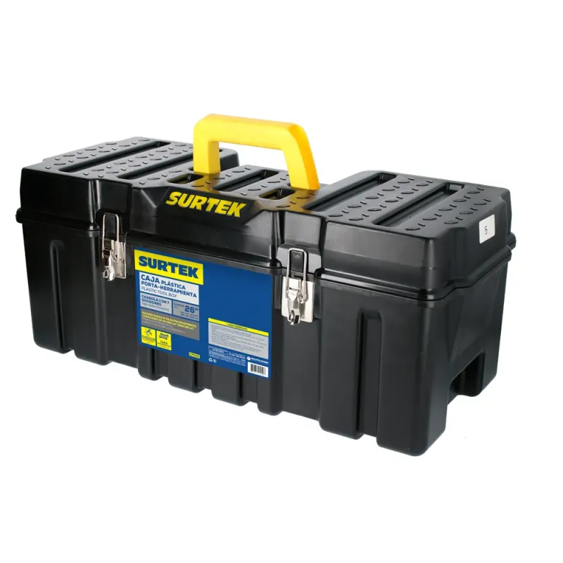 Caja portaherramientas plástica con broches metálicos 26" x 10" x 10" Surtek