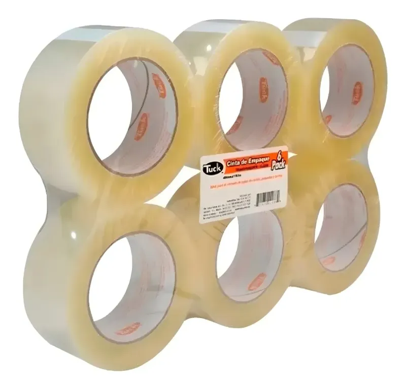 Pack 6 Cinta Empaque 150m X 48mm Color Transparente