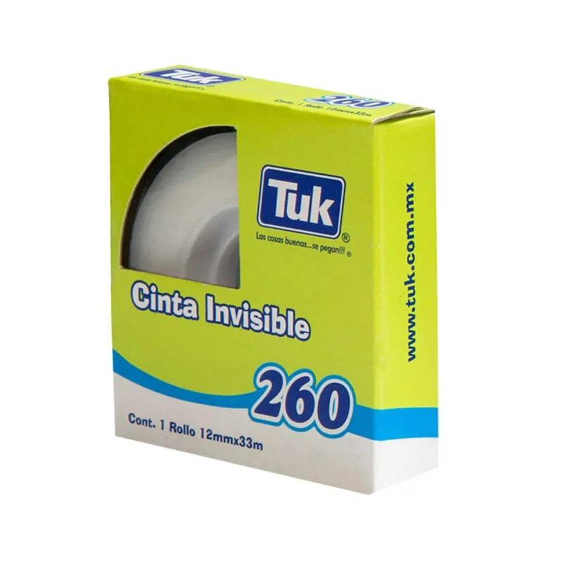 Cinta Adhesiva 260 Celofán Invisible 12mmx33mts. 2 Pzas. - Transparente - Lisa